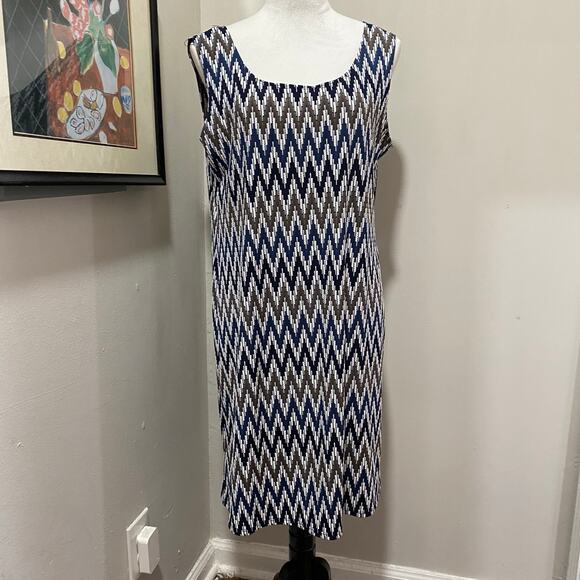 Vintage R & M Richard's Dress Size 14 Abstract Chevron Pattern Sleeveless - Picture 2 of 9